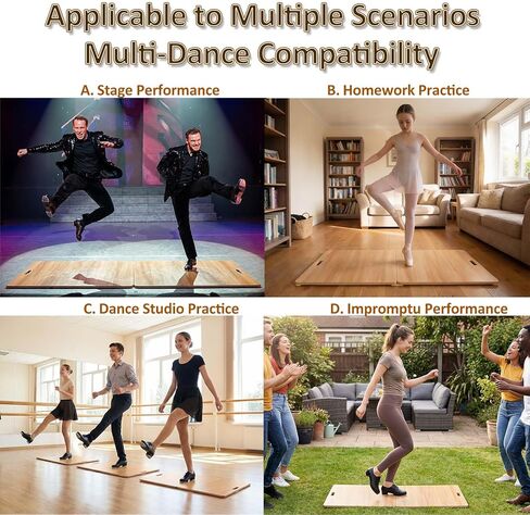 أرضية رقص الحنفية المحمولة، لوحة حنفية قابلة للطي مع حقيبة حمل لممارسة رقص الحنفية في المنزل، بلاط وأرضية رقص احترافية في الهواء الطلق للراقصين in Kuwait