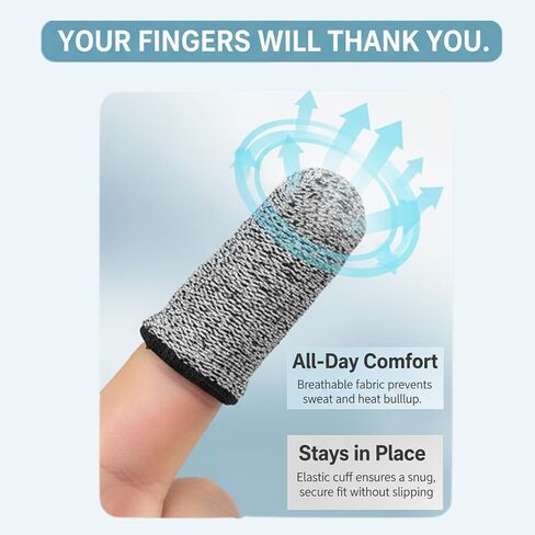 Cut Resistant Finger Cots, Level 5 Protection Sleeves for Kitchen Cutting, Wood Carving, Work. Fiber Fingertip Guards, Breathable Gray Covers, 10 Count in Kuwait