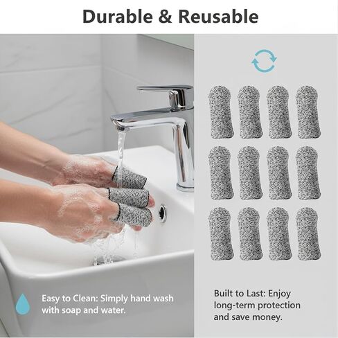Cut Resistant Finger Cots, Level 5 Protection Sleeves for Kitchen Cutting, Wood Carving, Work. Fiber Fingertip Guards, Breathable Gray Covers, 10 Count in Kuwait