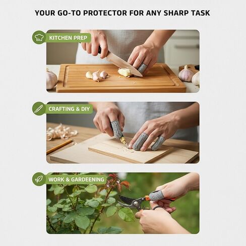 Cut Resistant Finger Cots, Level 5 Protection Sleeves for Kitchen Cutting, Wood Carving, Work. Fiber Fingertip Guards, Breathable Gray Covers, 10 Count in Kuwait