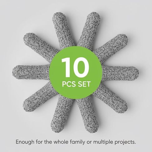 Cut Resistant Finger Cots, Level 5 Protection Sleeves for Kitchen Cutting, Wood Carving, Work. Fiber Fingertip Guards, Breathable Gray Covers, 10 Count in Kuwait