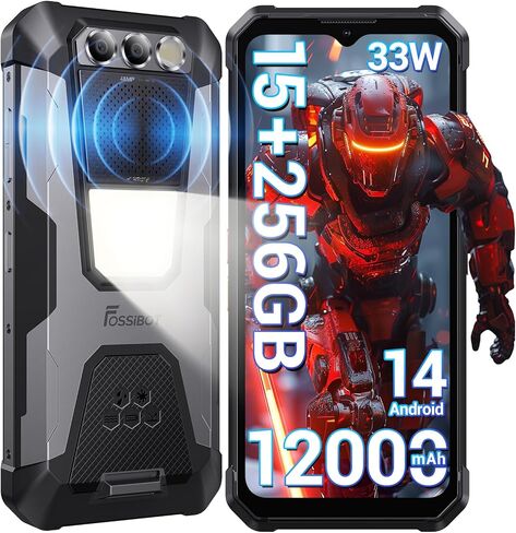 FOSSIBOT F106 Pro Rugged Smartphone Unlocked, 15+256GB Storage 12000mAh Battery 6.58" FHD+ Screen 48MP+20MP+16MP Camera Android 14 110db Big Speaker 512LM Camp Light IP68/IP69K 4G Dual SIM NFC OTG in Saudi Arabia