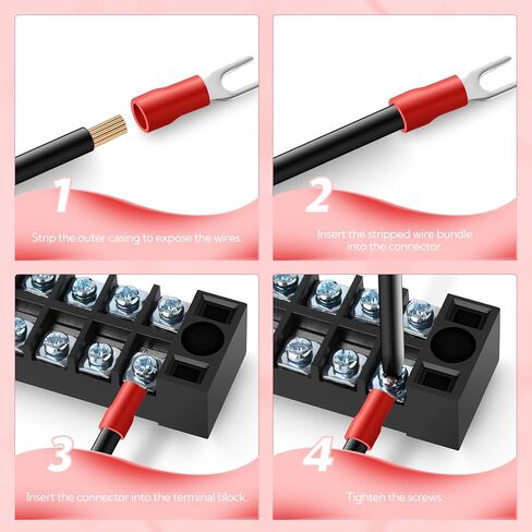 6 Sets Terminals Block Strips, 6Pcs 15A 600V 4 5 6 Positions Screw Terminal Block + 12Pcs Insulated Terminals Barrier Strip + 60Pcs Wire Connector + Screwdriver in Kuwait