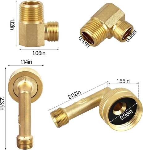 كوع دوار لغسالة الأطباق من النحاس - محول خرطوم 3/4 بوصة إلى 3/8 بوصة، يناسب معظم خطوط إمداد المياه لغسالة الأطباق مع وصلة 1 × 90 درجة | 1 مجموعة in Kuwait