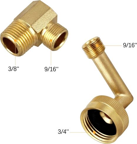 كوع دوار لغسالة الأطباق من النحاس - محول خرطوم 3/4 بوصة إلى 3/8 بوصة، يناسب معظم خطوط إمداد المياه لغسالة الأطباق مع وصلة 1 × 90 درجة | 1 مجموعة in Kuwait