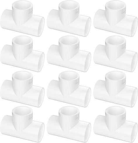 6-Pack 3/4 Inch PVC Tee Pipe Fittings, 3 Way Socket x Socket, Schedule 40 PVC Pipe Connectors for Plumbing, Irrigation & DIY Projects in Saudi Arabia