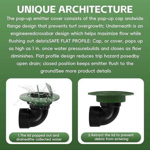 322G Pop-Up Drainage Emitter with Elbow, 3 Inch Drain Outlet for Drain & Sewer Pipes, Compatible with Catch Basins & Lawn Drainage Systems, Ideal for Yard & Foundation Rainwater Drainage in Kuwait