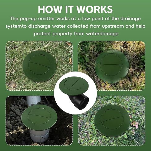322G Pop-Up Drainage Emitter with Elbow, 3 Inch Drain Outlet for Drain & Sewer Pipes, Compatible with Catch Basins & Lawn Drainage Systems, Ideal for Yard & Foundation Rainwater Drainage in Kuwait