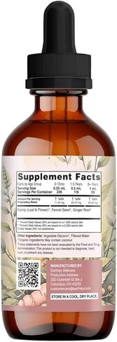 Earthley Wellness Infant Tummy Relief, Gripe Water, Organic Herbal Tincture for Gas, Bloating, and Hiccups in Babies & Kids, Gentle Stomach Support with Fennel, Ginger, & Catnip, Alcohol-Free (2 oz) in Kuwait