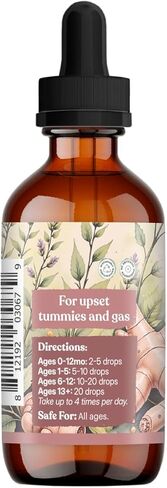 Earthley Wellness Infant Tummy Relief, Gripe Water, Organic Herbal Tincture for Gas, Bloating, and Hiccups in Babies & Kids, Gentle Stomach Support with Fennel, Ginger, & Catnip, Alcohol-Free (2 oz) in Kuwait