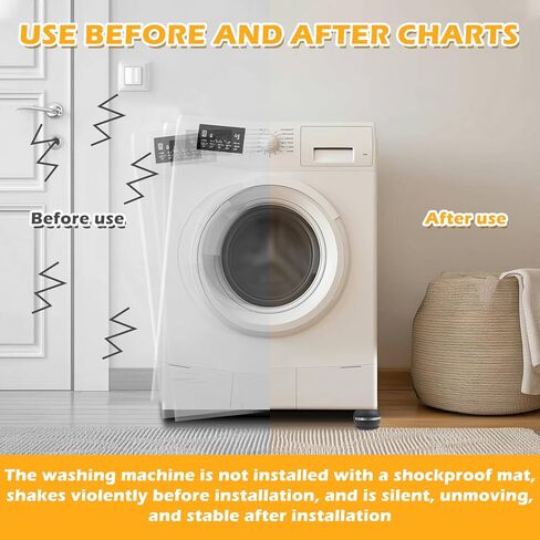 وسادات مضادة للاهتزاز للغسالة، 4 قطع وسادات عزل حصيرة مضادة للاهتزاز، توقف عن المشي، تقلل الضوضاء والاهتزاز، حصيرة مطاطية لمجفف الغسالة in Kuwait
