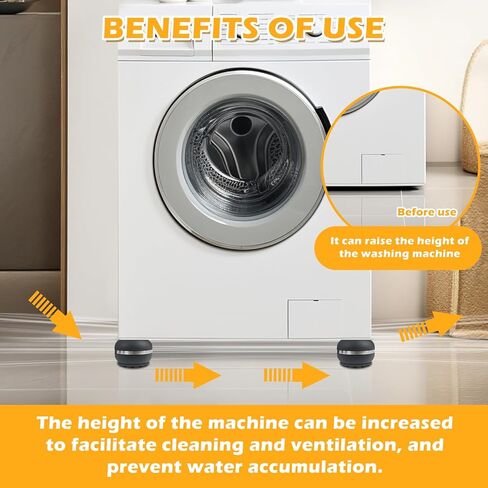 وسادات مضادة للاهتزاز للغسالة، 4 قطع وسادات عزل حصيرة مضادة للاهتزاز، توقف عن المشي، تقلل الضوضاء والاهتزاز، حصيرة مطاطية لمجفف الغسالة in Kuwait