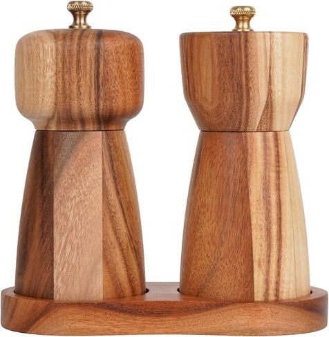 Pepper Grinder, Pepper Mill with Adjustable Stainless Steel, Acacia Wood, 14 cm/5 inch Height, Bottom Dia: 6 cm/2.36 inch (Tray is NOT Included) in Kuwait