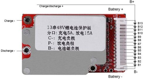 13S 48V Battery Pack Protection Board, 15A Continuous Discharge 45A Peak, for 13 Series Li-ion Batteries,Over Charge/Discharge/Current/Short Circuit Protection,for Electric Bike in Saudi Arabia