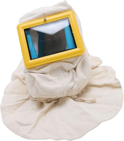 Sandblaster Helmet with Shawl Double Layer Glass Protective Hood Cap Sturdy ABS Material for Sand Blasting Painting Construction Workers Yellow Frame in Saudi Arabia