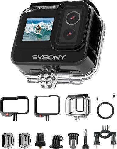 SVBONY SVGo3 Action Camera 4K30FPS with 1/2.8″, 128GB Card, Sports Camera with Enhance Low-Light, 6-Axis EIS, 100FT with Case, Touch Screen Waterproof Cameras for Bike/Ride Vlog Recording in Saudi Arabia