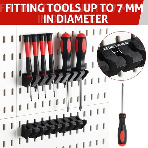 Novabright 2 Pack Pegboard Screwdriver Holder Peg Board Organizer Accessories Utility Hooks Pegboard Holder Accessories Racks for Shop Store Supermarket(Black) in Saudi Arabia