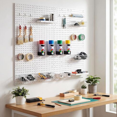 LemonRoad 4 Sets Pegboard Shelves with Hooks Pegboard Wall Mounted Hanging Bin Holder Organizer Multipurpose Peg Board Organizer Plastic Tank Gas Cylinder Holder Peg Board for Kitchen Workbench Office in Saudi Arabia