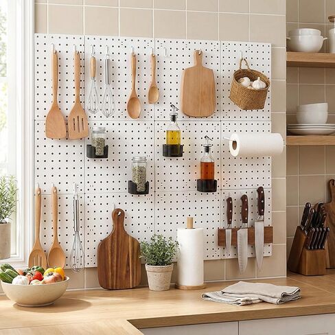 LemonRoad 4 Sets Pegboard Shelves with Hooks Pegboard Wall Mounted Hanging Bin Holder Organizer Multipurpose Peg Board Organizer Plastic Tank Gas Cylinder Holder Peg Board for Kitchen Workbench Office in Saudi Arabia