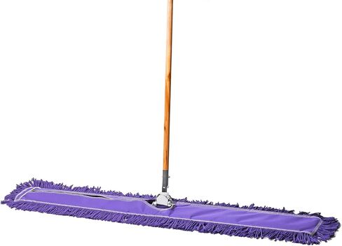 48 Inch Red Commercial Dust Mop & Floor Sweeper – Wood Handle Floor Mop for Tile, Hardwood & Concrete in Kuwait