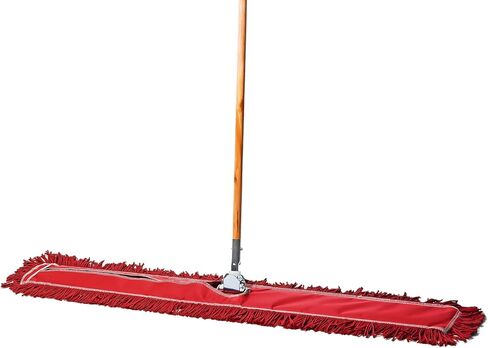 48 Inch Red Commercial Dust Mop & Floor Sweeper – Wood Handle Floor Mop for Tile, Hardwood & Concrete in Kuwait