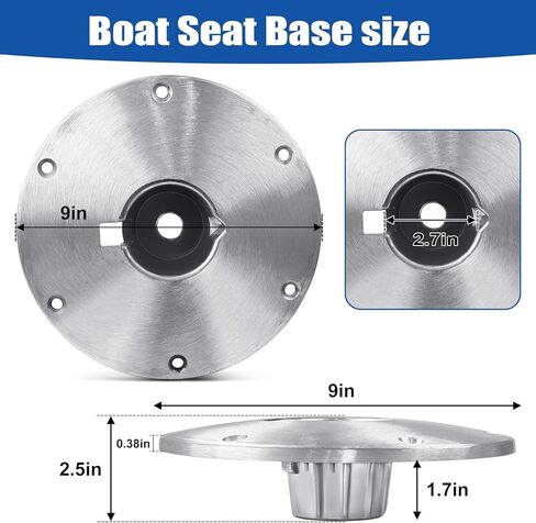 Boat Seat Base Mount 2" or 2 3/8" Pin Post Sockets SP-68914, Boat Seat Pedestals Fits Most Boats Compatible with Attwood Swivl-Eze Boat Seat Mounts in Saudi Arabia