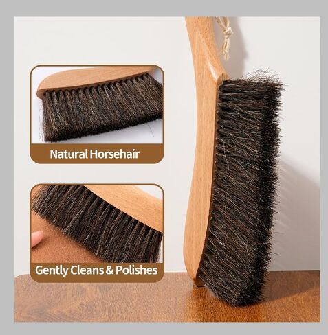 Horse Hair Brush Hand Broom Dusting Brush for Home Cleaning, Wood Handle Soft Brush Duster for Counter Furniture, Bed, Bench Fireplace,Car, Shop Brush Cleaning 14" Long in Saudi Arabia