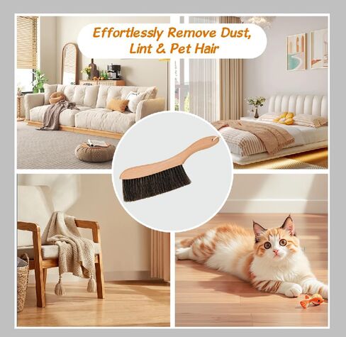 Horse Hair Brush Hand Broom Dusting Brush for Home Cleaning, Wood Handle Soft Brush Duster for Counter Furniture, Bed, Bench Fireplace,Car, Shop Brush Cleaning 14" Long in Saudi Arabia