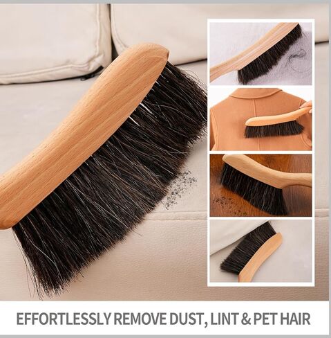 Horse Hair Brush Hand Broom Dusting Brush for Home Cleaning, Wood Handle Soft Brush Duster for Counter Furniture, Bed, Bench Fireplace,Car, Shop Brush Cleaning 14" Long in Saudi Arabia