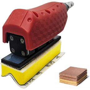 آلة صنفرة الهواء ذات الخط المستقيم + 13 قالب صنفرة محيطي + 60 ورقة صنفرة. وزن خفيف 520 جم، تحكم منخفض في التعب. للأعمال الخشبية والأثاث والإعدادات المعدنية. ضمان لمدة سنة واحدة. in Kuwait