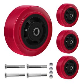 عجلات بديلة مقاس 5 × 2 بوصة، من البولي يوريثين على عجلة أساسية من البولي أوليفين - تجويف 1/2 بوصة، استبدال عجلة شديدة التحمل لعجلات الألواح الصناعية (4 عبوات) in Kuwait