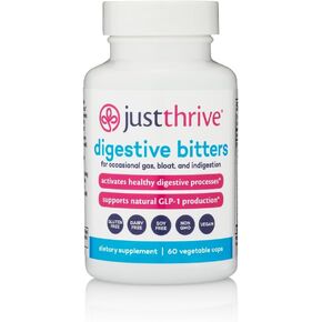 Just Thrive Digestive Bitters Supports Digestion, GLP-1, Eases Bloating, Gut Health, Metabolism & Nutrient Absorption 12 Herbal Extracts 60 Caps in Kuwait