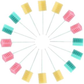 مسحات فموية للاستعمال مرة واحدة، 300 قطعة، كل منها ملفوفة بشكل فردي، مسحات أسنان، إسفنجة للعناية بالأسنان، على شكل موجة متعرجة، 3 ألوان، متعددة الألوان، رغوة ناعمة، أصفر، أخضر، وردي in Kuwait