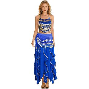 نسائي أزياء الرقص الشرقي للراقصات عملات بلايز الرقص الشرقي وشاح الورك عملات, Halloween الرقص الشرقي تنورة شيفون in Kuwait