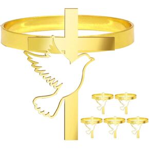 6 قطع من حلقات منديل حمامة السلام الذهبية من Cabilock، أبازيم حامل منديل من سبائك الزنك، ديكور طاولة المنزل المسيحي الديني للمعمودية، والتواصل، وحفلات الدش، وديكور الكنيسة in Kuwait