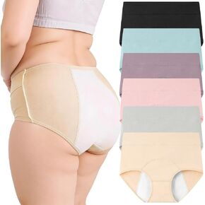 Incontinence Underwear for Women, Plus Size Incontinence Protective Briefs, Cotton High Waisted Adult Panties, 6pcs, 3XL in Saudi Arabia