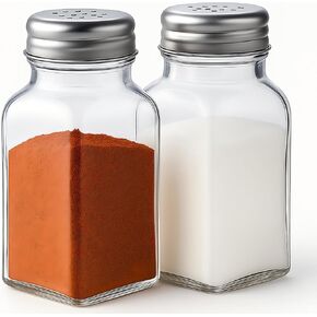 Salt and Pepper Shakers Set, Salt Shaker 2 Pcs,High Transparency Glass Stainless Steel Kitchen Tools Home Essential in Kuwait