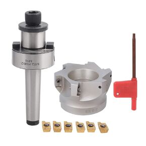 MT2 FMB27 Collet Chuck Holder with 80 27 6 Flute Milling Cutter and 1604APMT Milling Inserts CNC Milling Tool for Long Lasting Performance (MT2-FMB27+80 Cutter Plate+1604APMT Cutter (6) in Kuwait