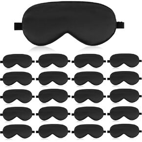 21 قطعة من أقنعة العين الحريرية القابلة للتعديل للنوم، معصوب العينين باللون الأسود مع مشبك منزلق للسفر والراحة الليلية، للرجال والنساء، ملحقات نوم مريحة تحجب الضوء (8.07 × 3.74 بوصة) in Kuwait