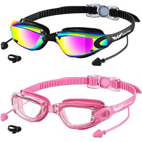 Swim Goggles，2 Pack Swimming Goggles for Adult Men Women, No Leak Anti-Fog & UV, Wide Visio HD Mirror PC Lens in Saudi Arabia