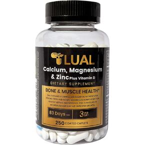 LUAL Calcium Magnesium Zinc with Vitamin D – Bone & Muscle Support Supplement for Adults, 250 Coated Caplets, 83 Day Supply in Kuwait