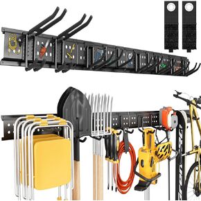 GRENPRO Garage Tool Organizer Wall Mount with 49.5 inches Rails and 6 Double-layer Hooks, Heavy Duty Tool Rack, Garage Storage Rack For Yard Tools in Kuwait
