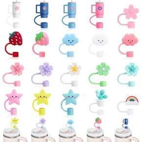 Auidy 20 Pcs Straw Toppers Compatible with Stanley Cups Silicone Cute Toppers for Cups 30&40 Oz Tumbler Accessories 10mm Straw Covers in Kuwait