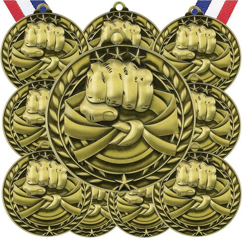 جائزة الميداليات الذهبية للفنون القتالية من Express Medals مع أشرطة للرقبة WAMG-940 - (عبوة من 10 قطع) in Saudi Arabia