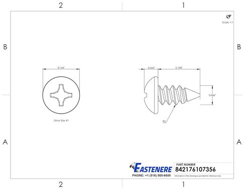 #2 x 3/16" Pan Head Sheet Metal Screws, Stainless Steel 18-8, Full Thread, Bright Finish, Self-Tapping, Quantity 100 by Fastenere in Saudi Arabia