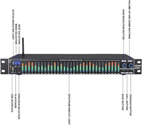 EQ31SUB Digital Graphic Equalizer 31-Band Audio Processor with LED Spectrum Display and Noise Reduction, Multiple Inputs for Pro Audio and Home Stereo in Kuwait