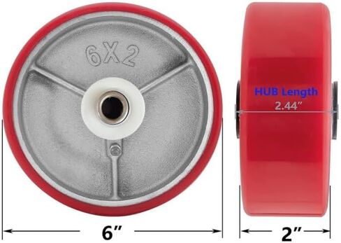 Heavy Duty Casters Wheels 4"5"6"8"DiameterX2"Width Industrial Caster Wheels Polyurethane Wheel with Capacity 800-1,400 lbs/pcs Used in Trail Jack,Tool Box (6 inch, 1 pcs) in Saudi Arabia