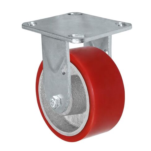 5" x 2" Kingpinless Rigid Plate Caster - Polyurethane on Steel Wheel - 1,000 lbs Capacity Per Caster - 4" x 4-1/2" Top Plate in Saudi Arabia