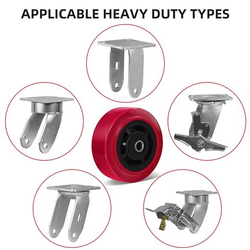 عجلات بديلة مقاس 5 × 2 بوصة، من البولي يوريثين على عجلة أساسية من البولي أوليفين - تجويف 1/2 بوصة، استبدال عجلة شديدة التحمل لعجلات الألواح الصناعية (4 عبوات) in Kuwait