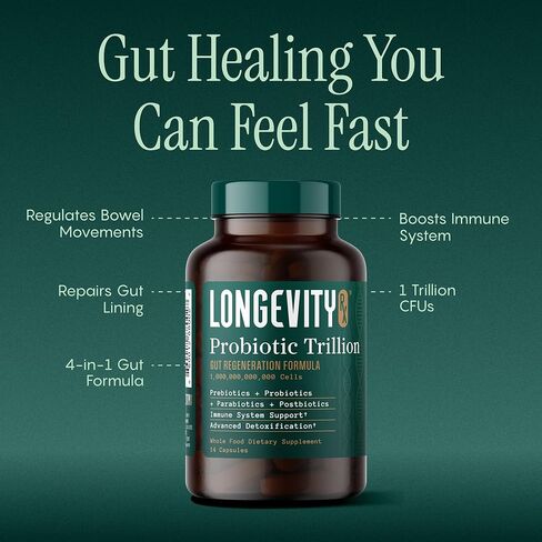 Probiotic Trillion – 1 Trillion CFU with Prebiotics, Probiotics, Parabiotics & Postbiotics – Bacillus Subtilis AB-22 – Gut Health, Immune Support, Glyphosate Detox – 30 Day Supply in Saudi Arabia
